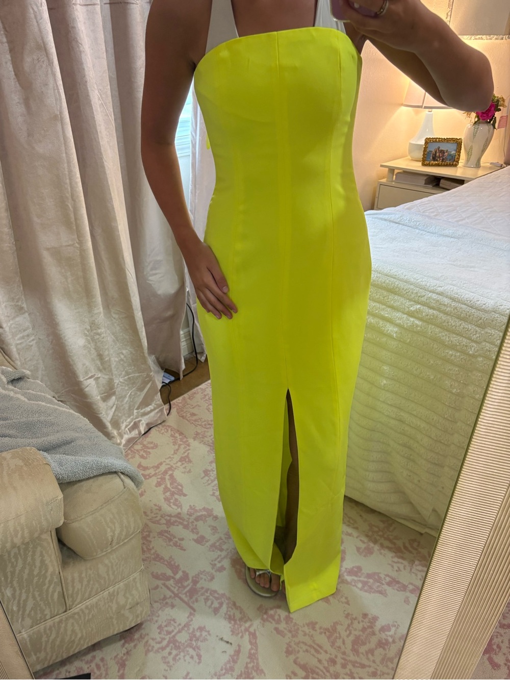 JAYGODFREY Neon Yellow Strapless Maxi Dress